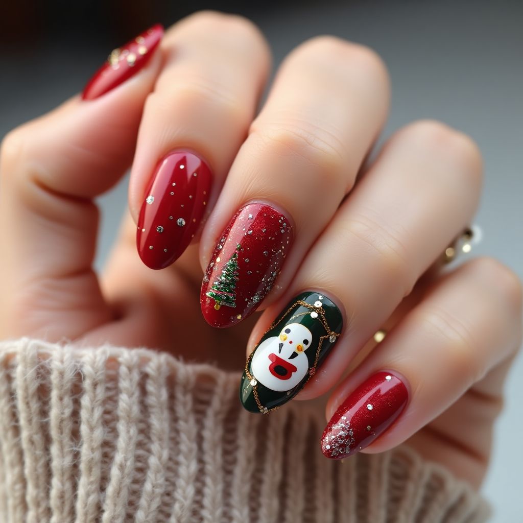 Christmas Sequins Nail Design