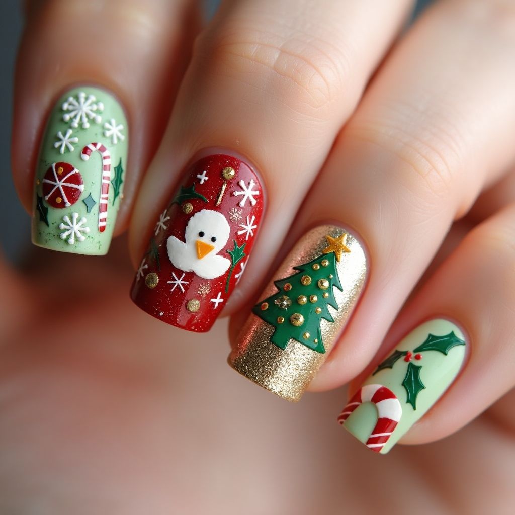 Christmas Toothpicks Nail Design
