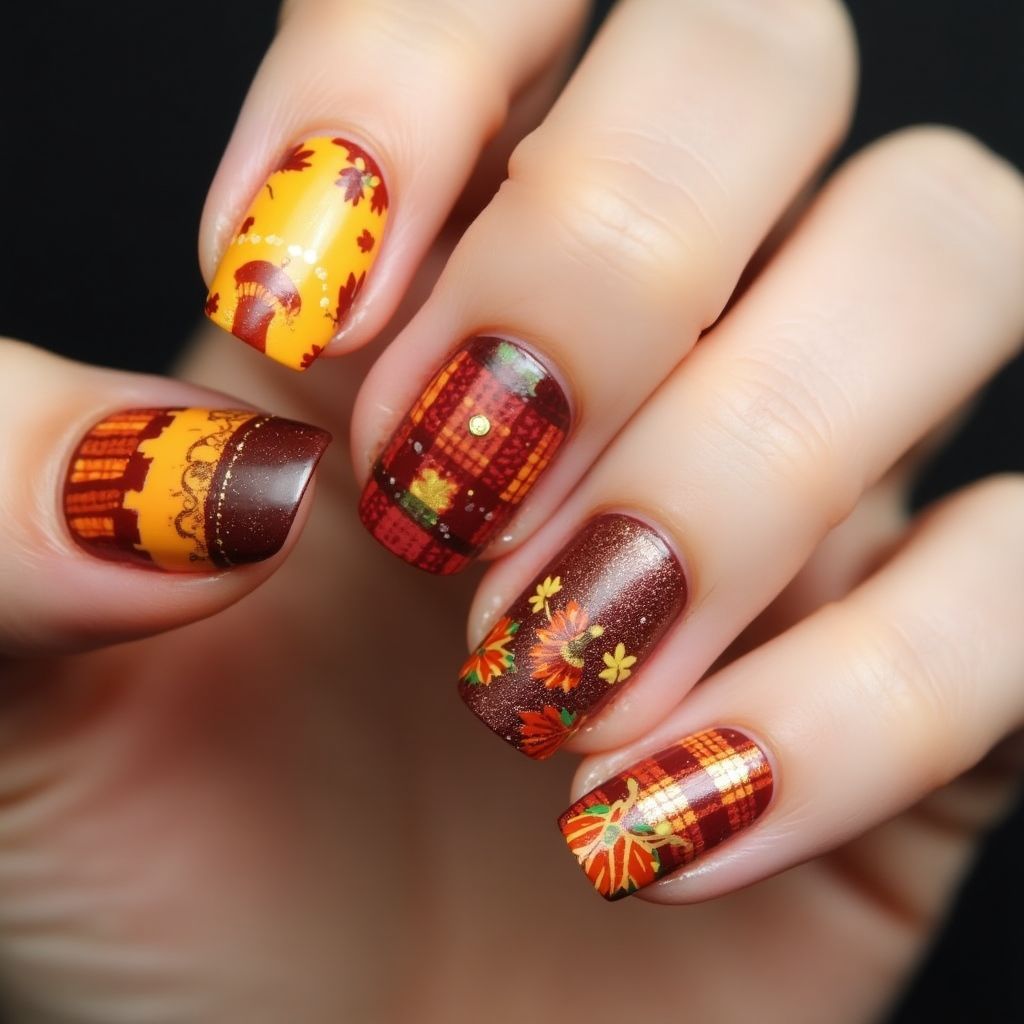 Thanksgiving Nail Glue Nail Design