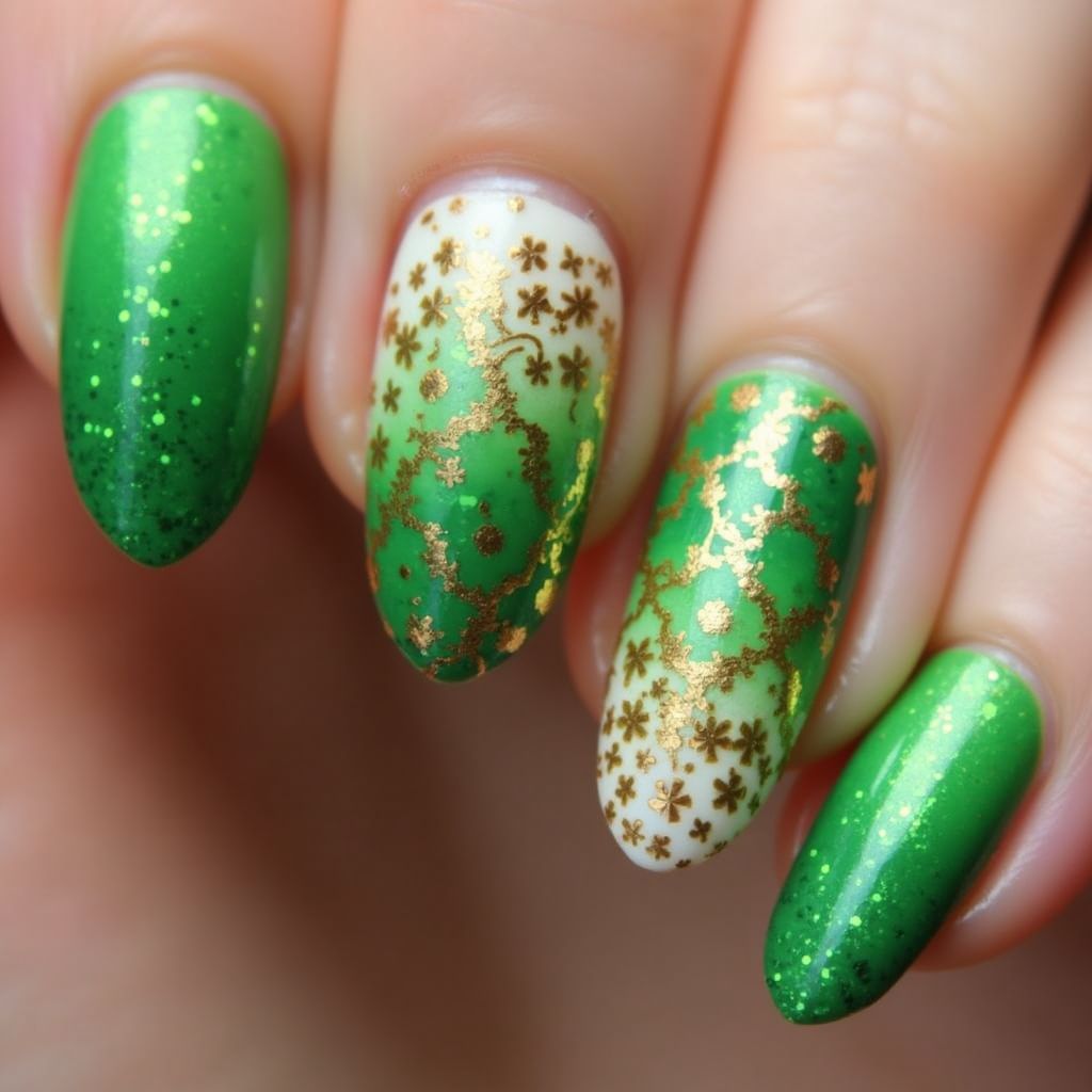 St Patrick's Day Specialty Powders Nail Design