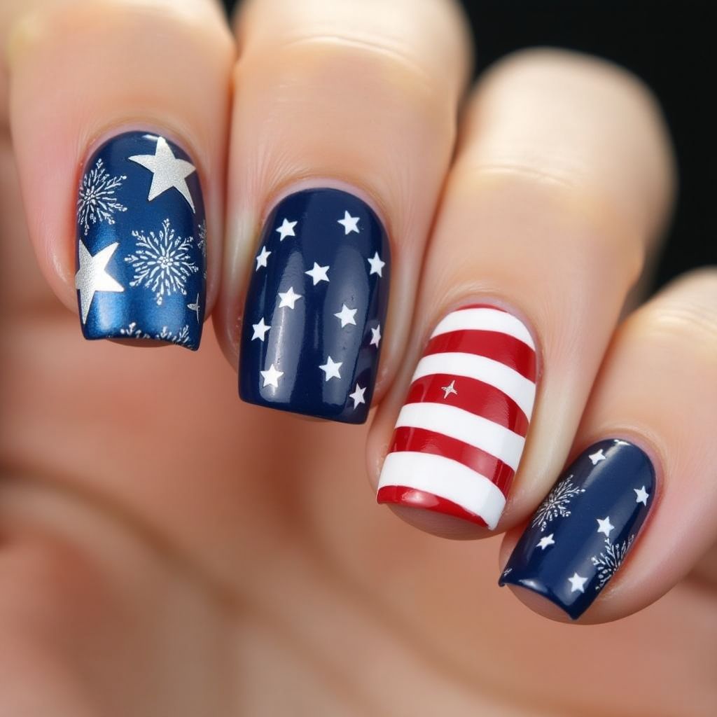 4th Of July Stamping Plates Nail Design