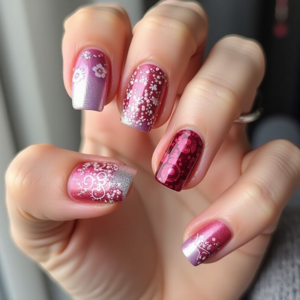 Valentine's Day Color Changing Polish Nail Design