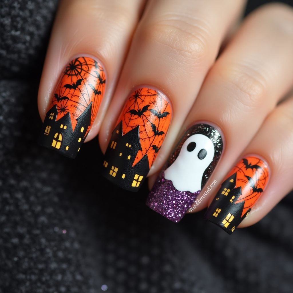 Halloween Caviar Beads Nail Design