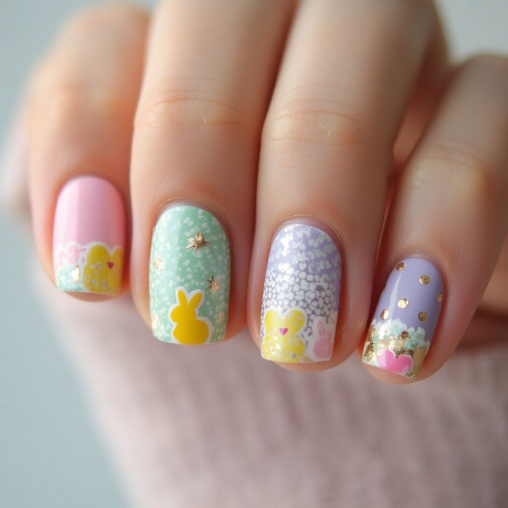 Easter Striping Tape Nail Design