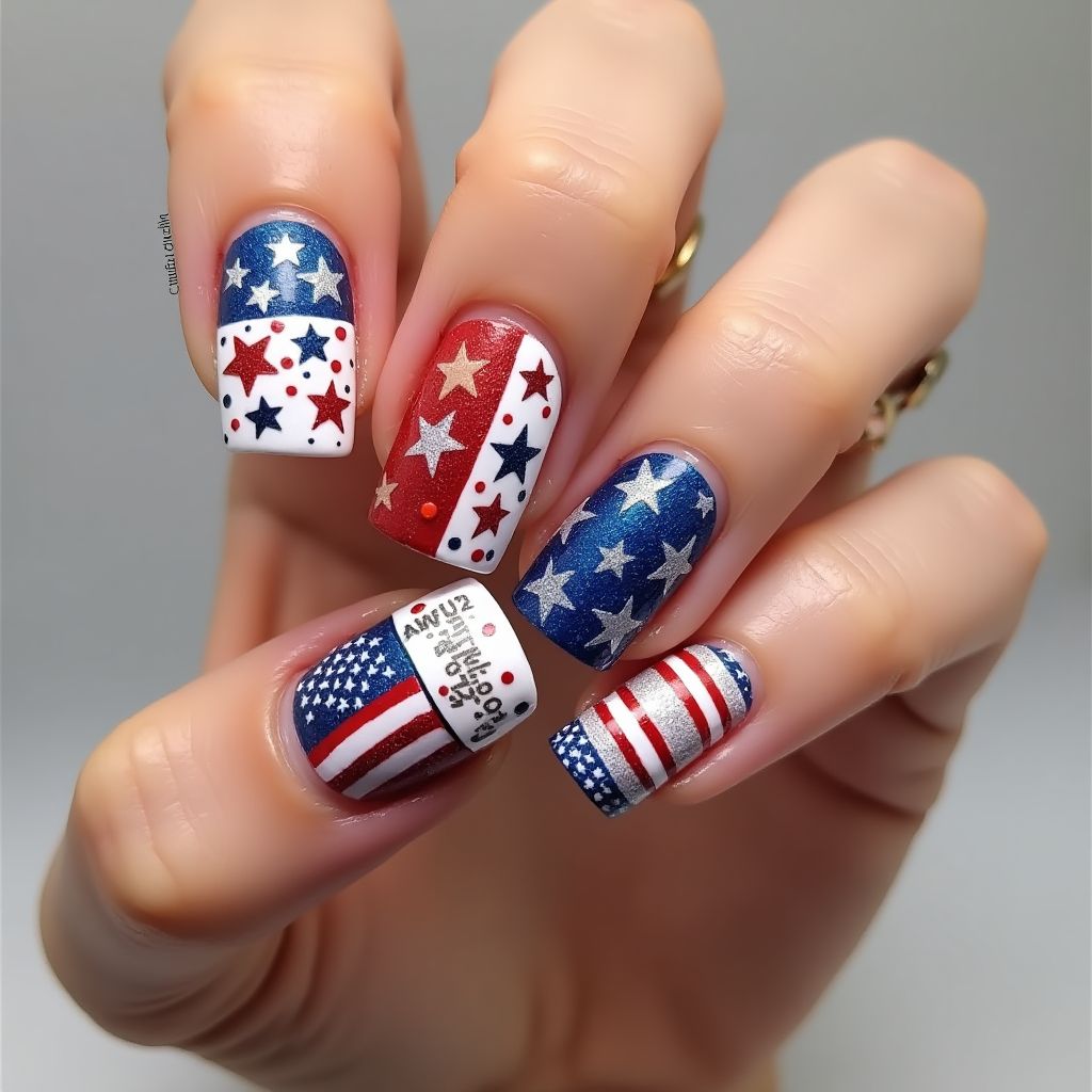 4th Of July Specialty Powders Nail Design