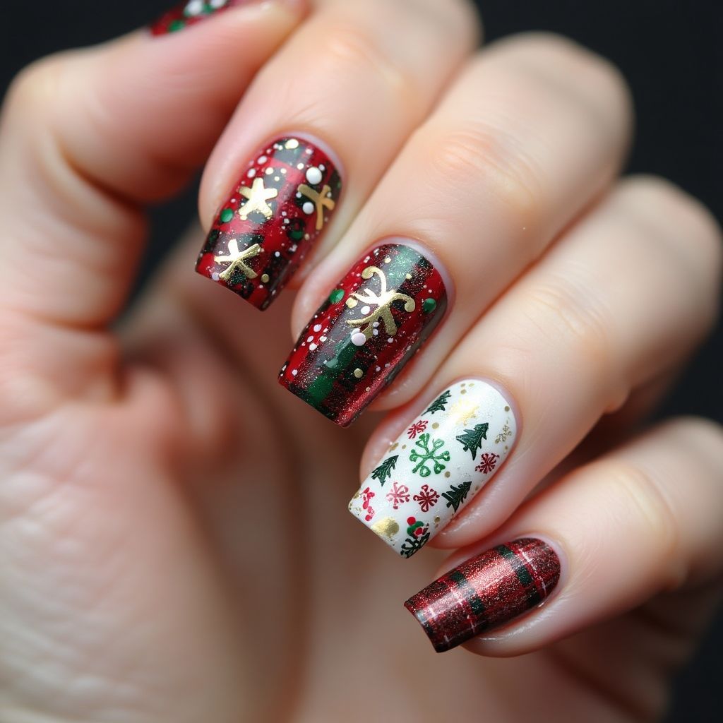 Christmas Acrylic Colors Nail Design