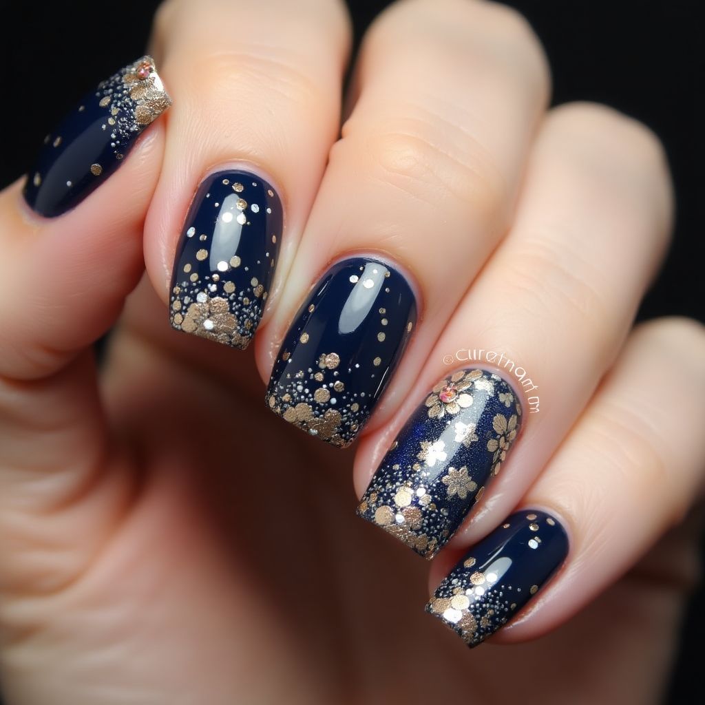 New Year Top Coat Nail Design