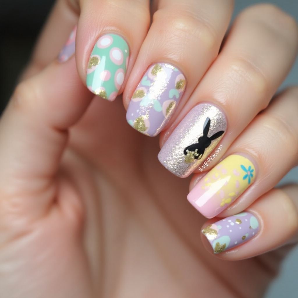 Easter Magnetic Polish Nail Design