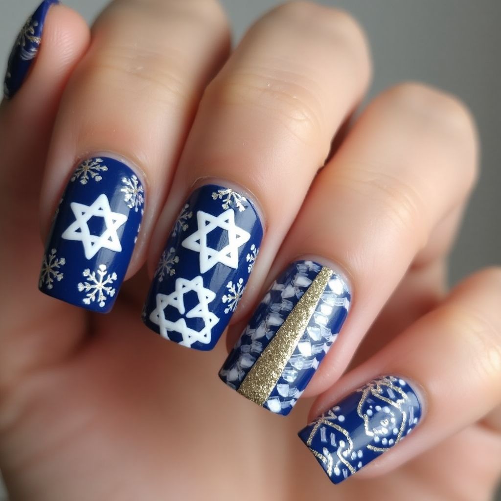 Hanukkah Nail Art Brushes Nail Design