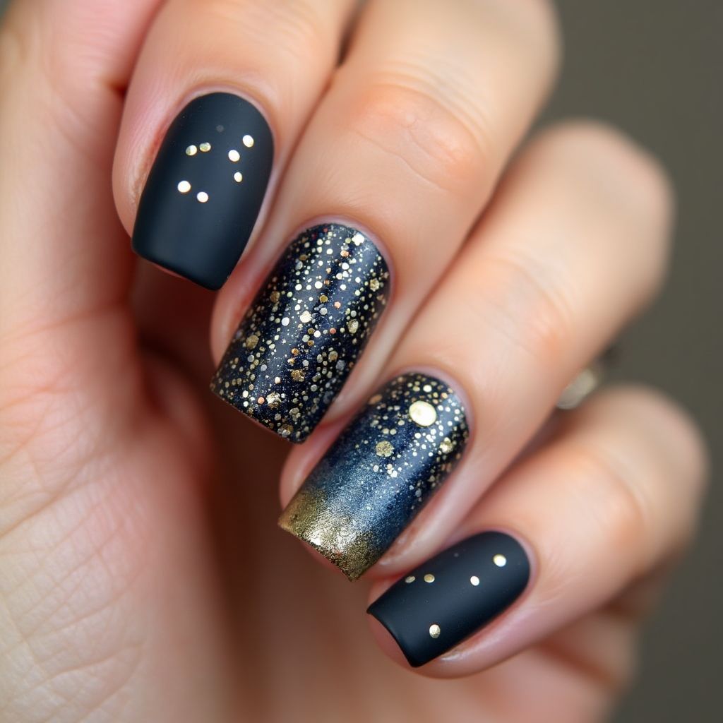 New Year Caviar Beads Nail Design