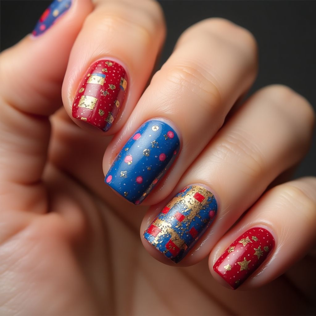 Labor Day Wax Pencils Nail Design