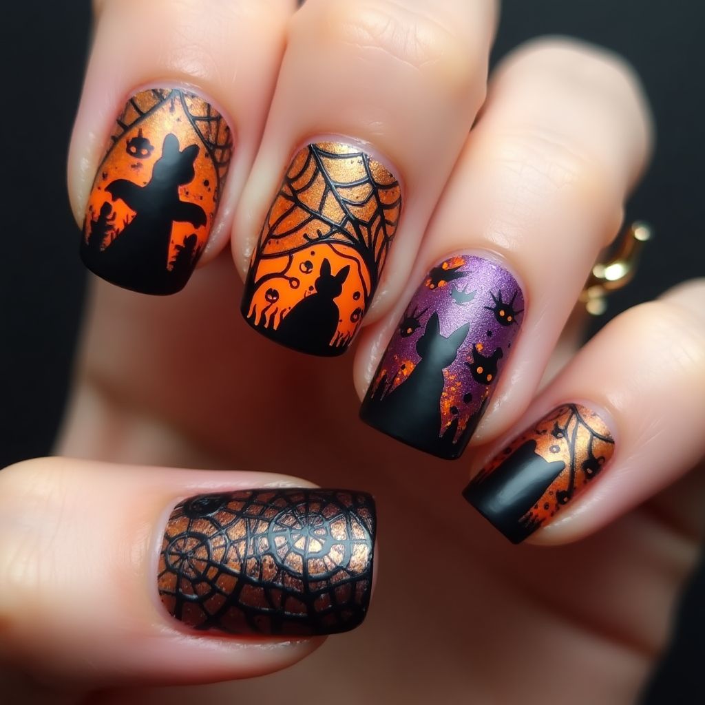 Halloween Wax Pencils Nail Design