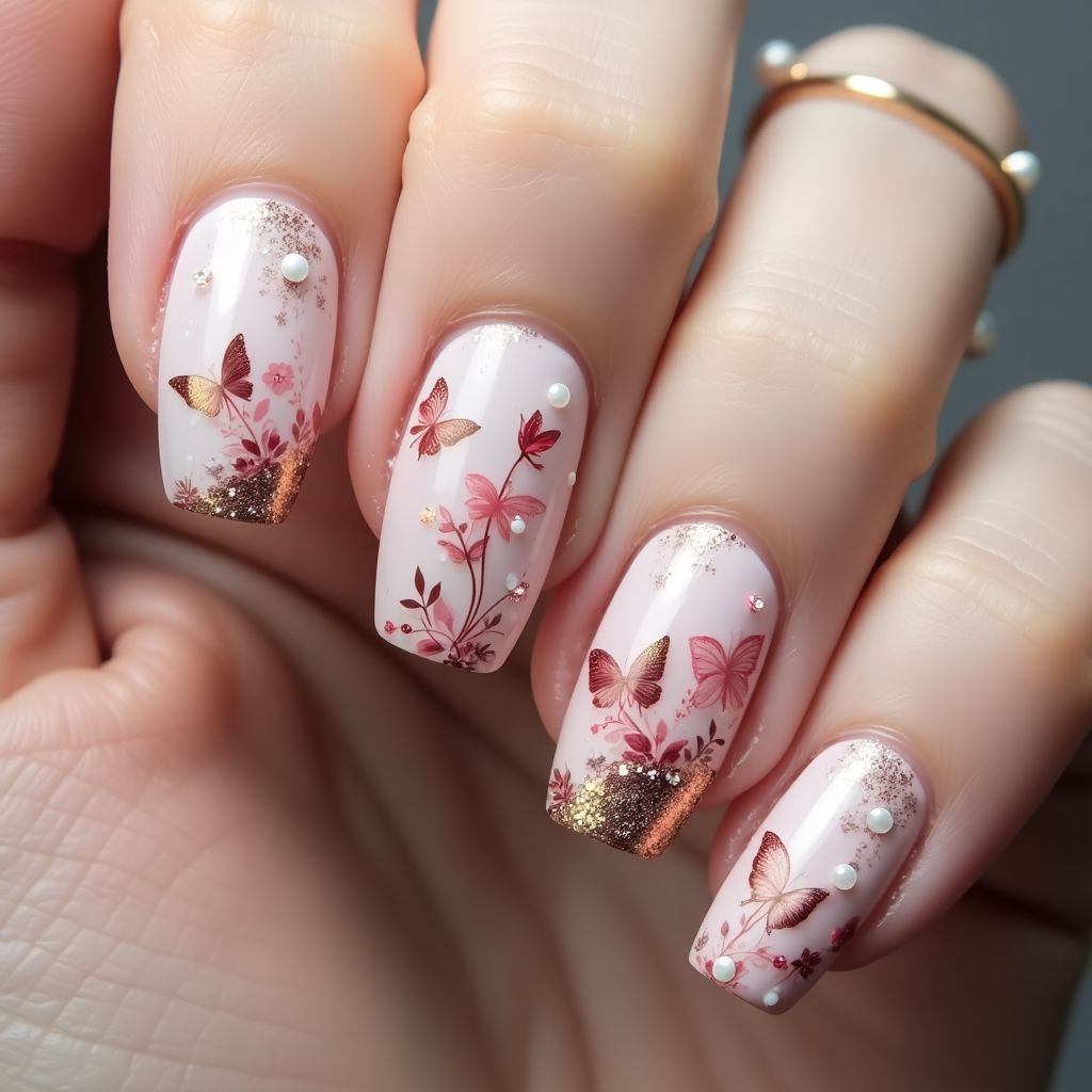 Mother's Day Sequins Nail Design