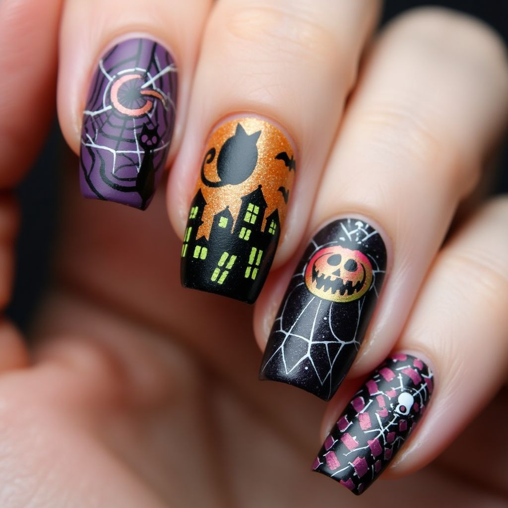 Halloween Magnetic Polish Nail Design