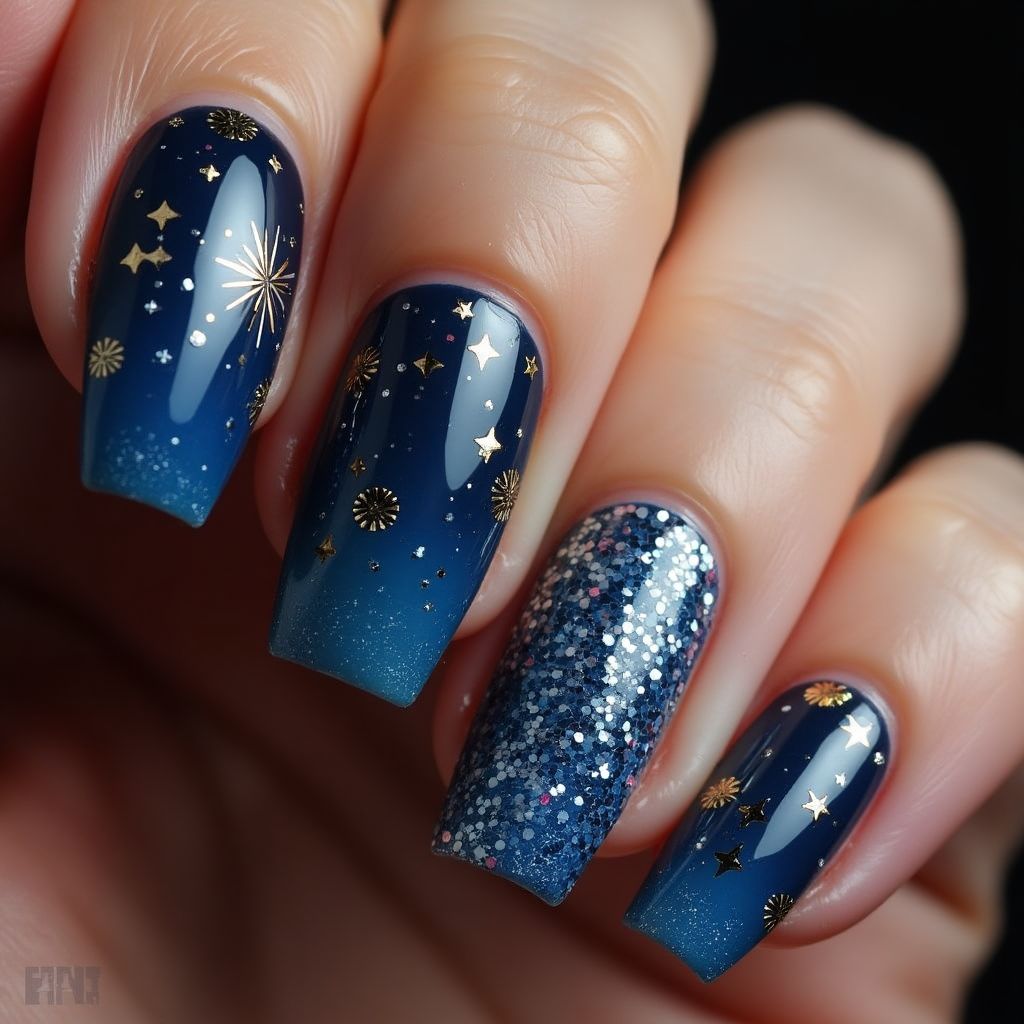 New Year Glow In The Dark Polish Nail Design