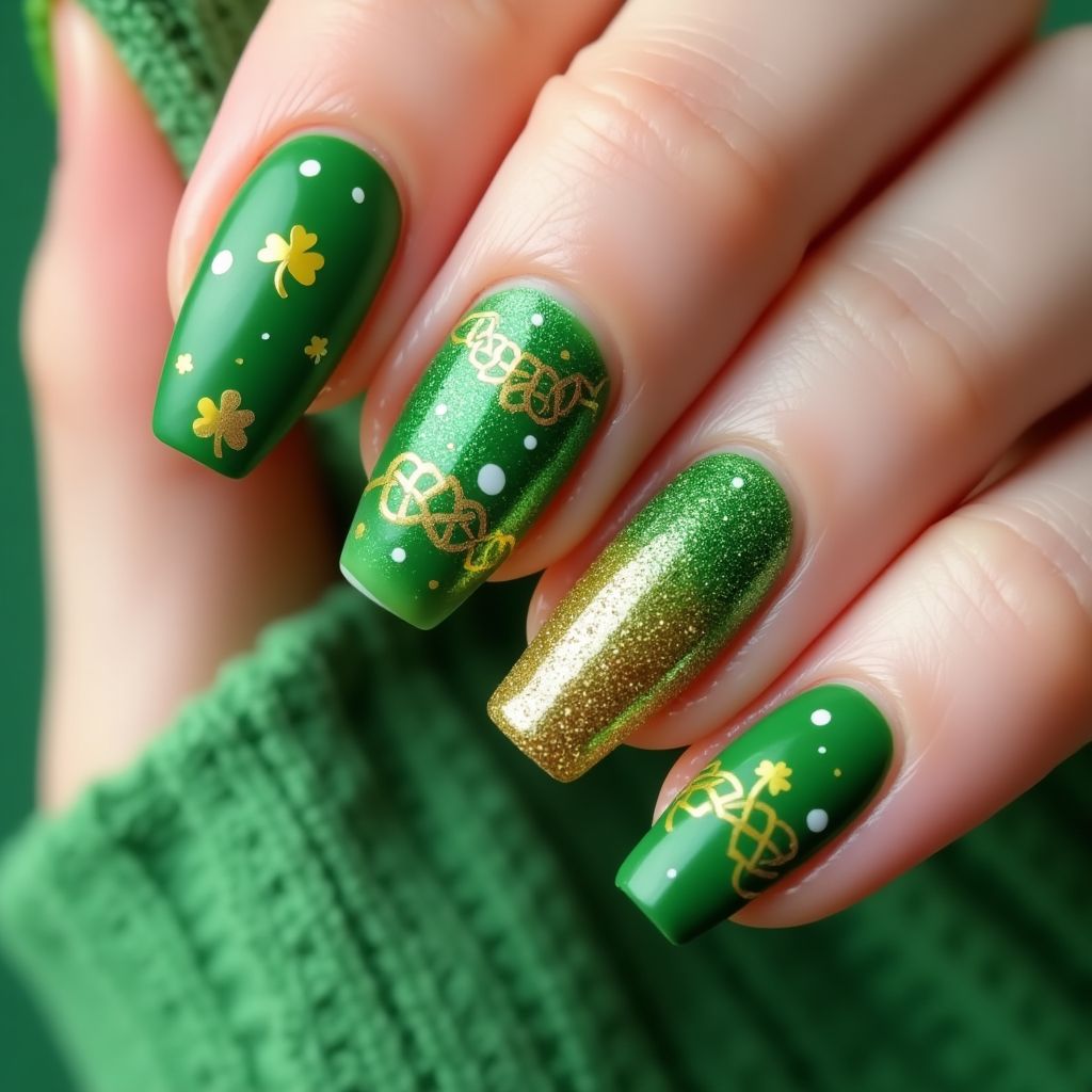 St Patrick's Day Wax Pencils Nail Design