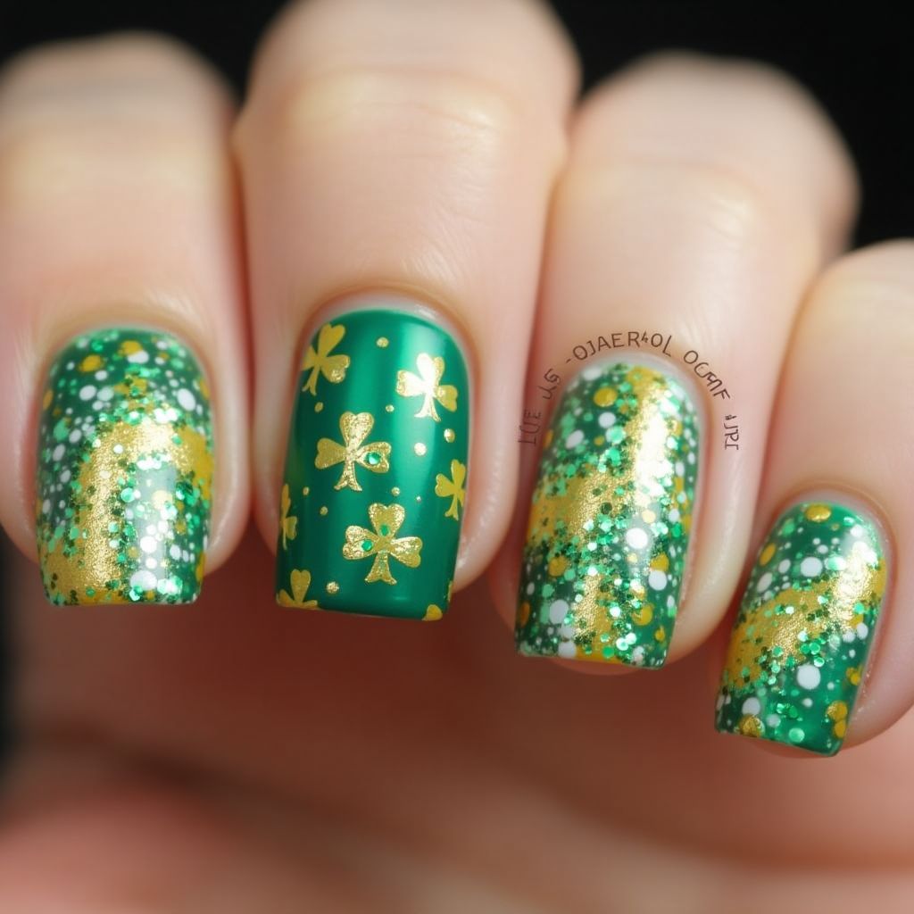 St Patrick's Day Magnetic Polish Nail Design