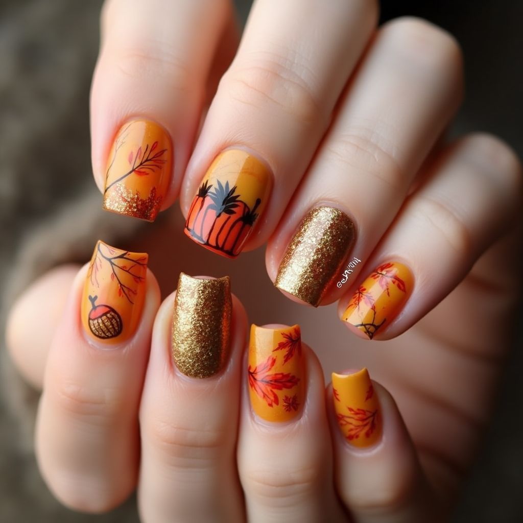 Thanksgiving Skin Barriers Nail Design