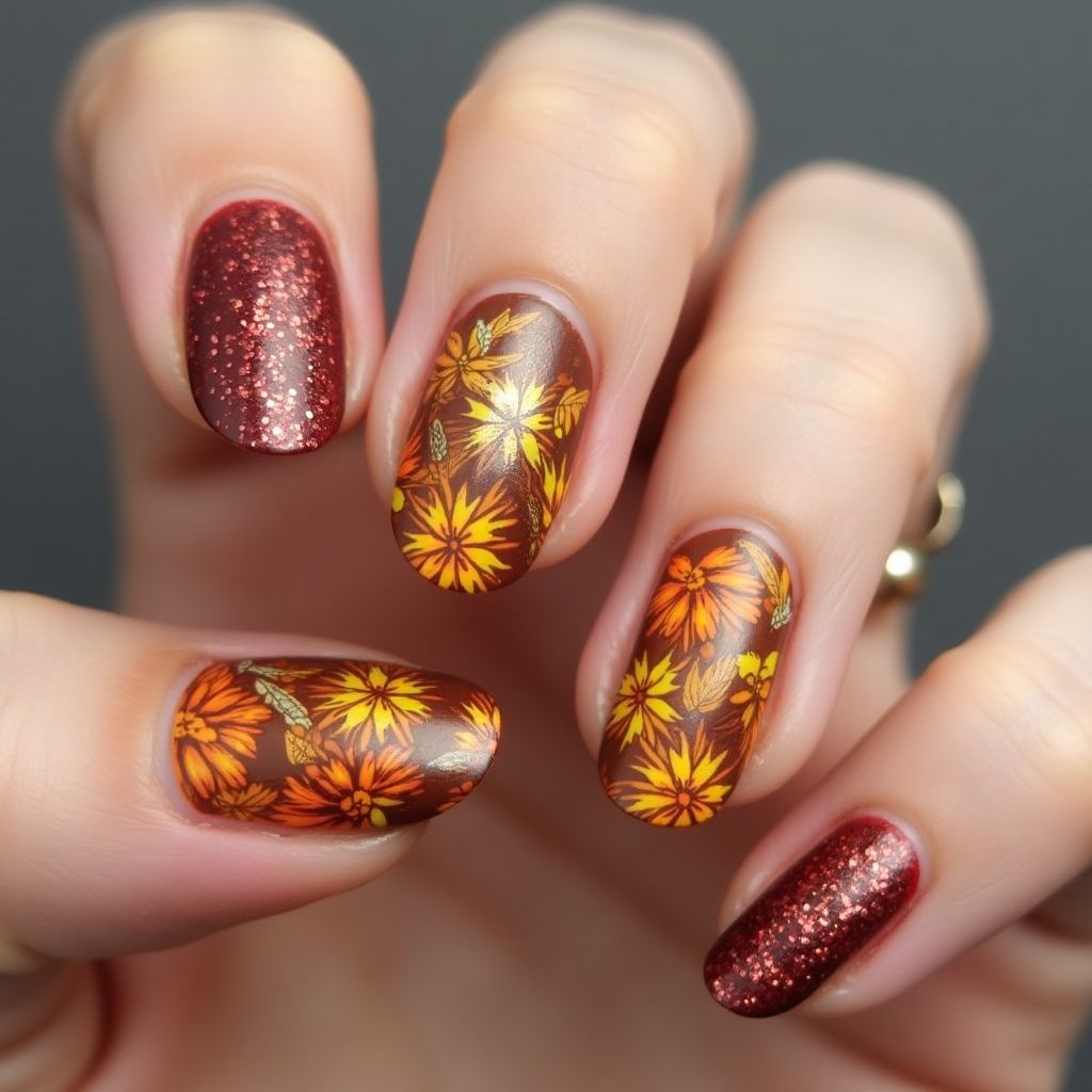 Thanksgiving Top Coat Nail Design