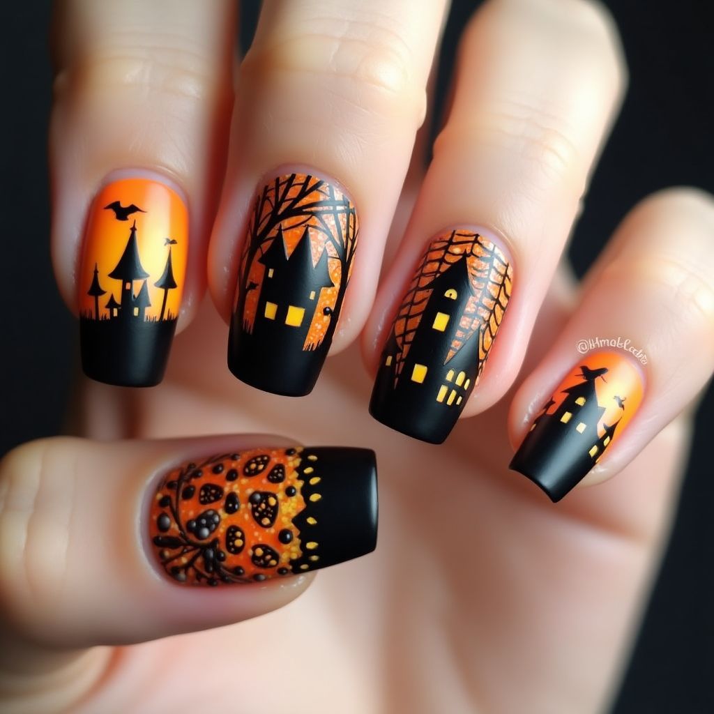 Halloween Builder Gel Nail Design