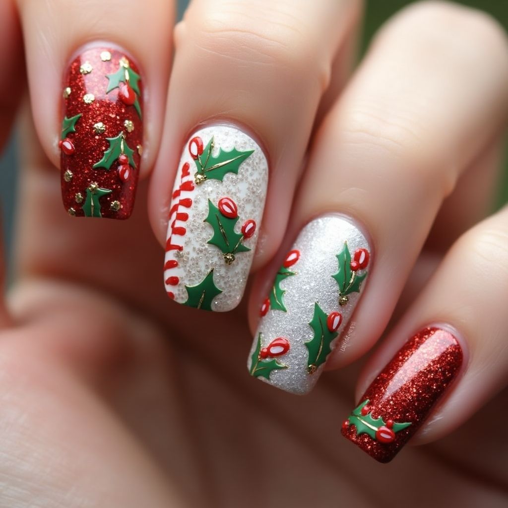 Christmas Nail Glue Nail Design