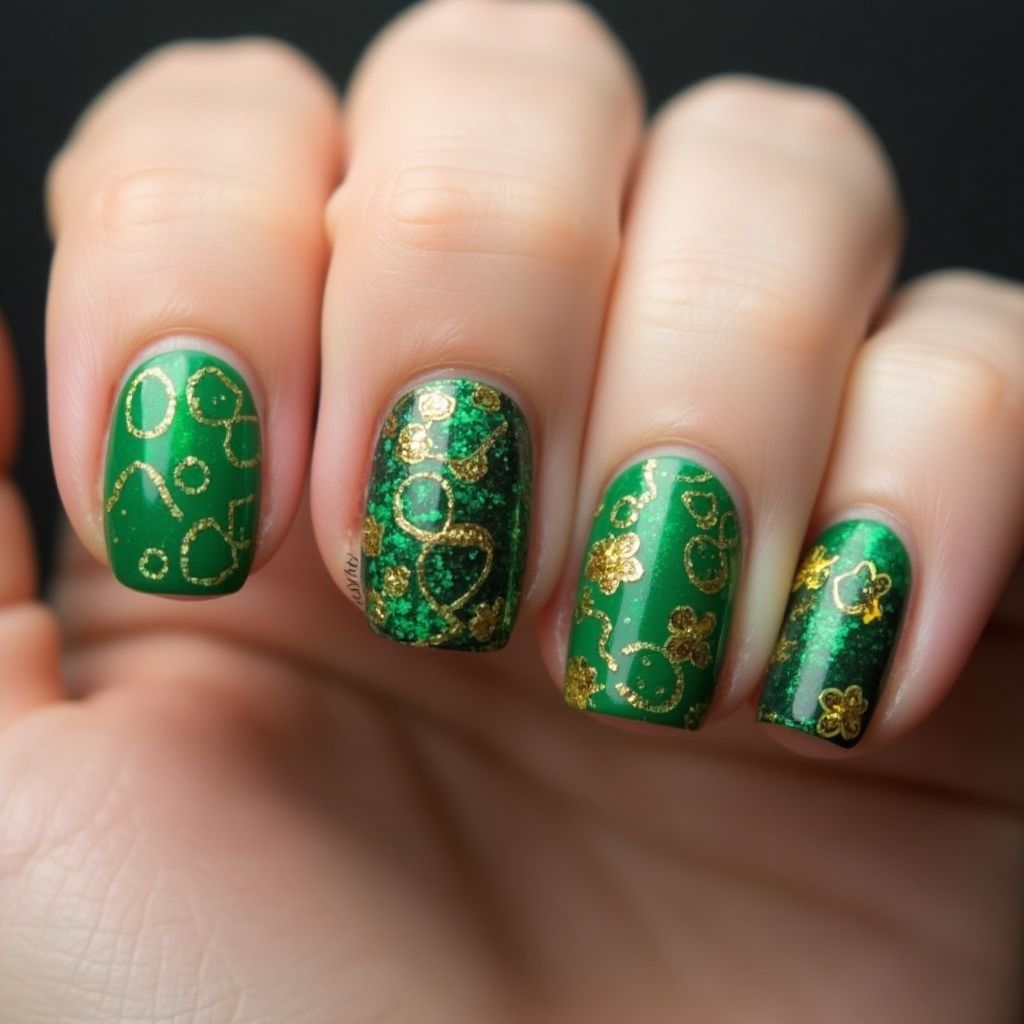 St Patrick's Day Skin Barriers Nail Design