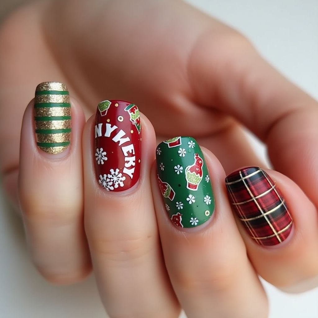 Christmas Striping Tape Nail Design