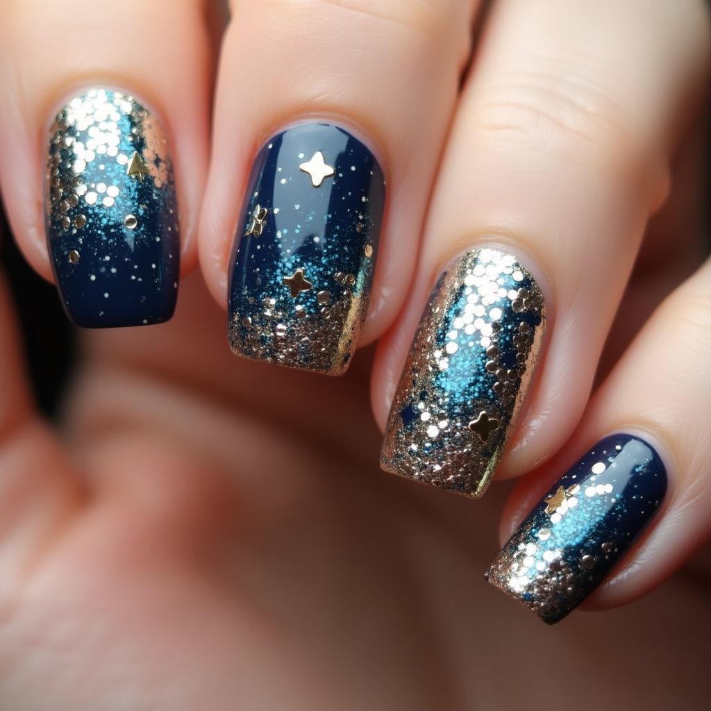 New Year Color Changing Polish Nail Design
