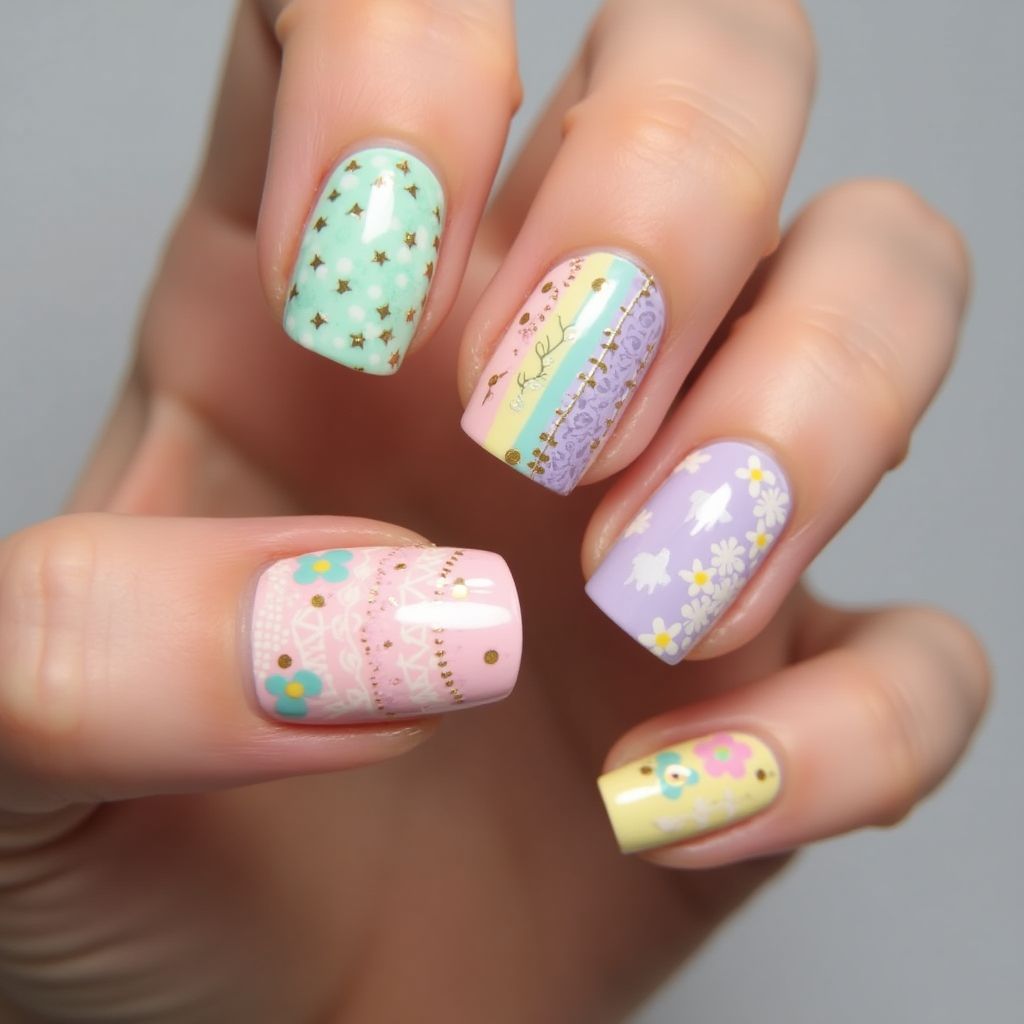 Easter Top Coat Nail Design