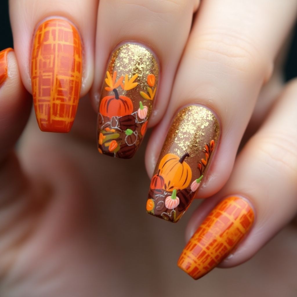 Thanksgiving Gel Polish Nail Design