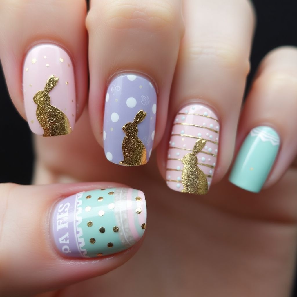 Easter Magnetic Polish Nail Design