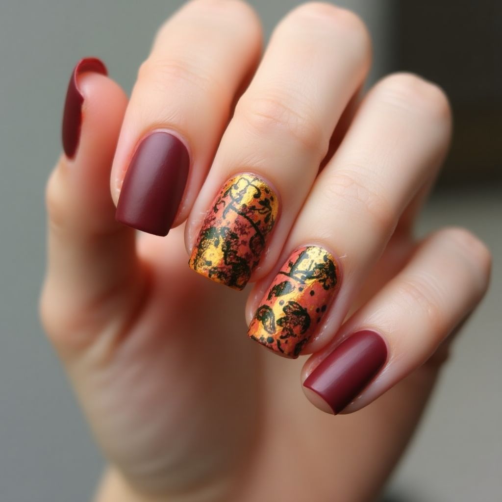 Thanksgiving Base Coat Nail Design