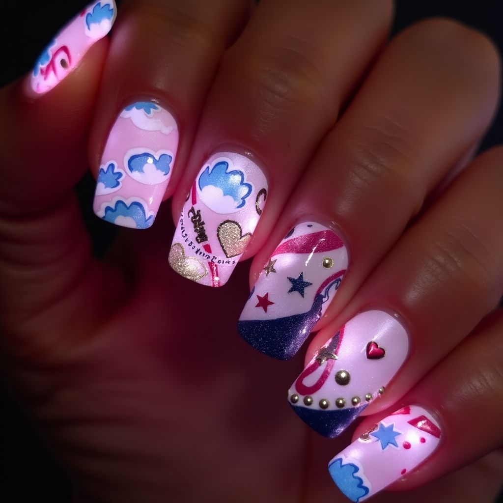 Valentine's Day Glow In The Dark Polish Nail Design