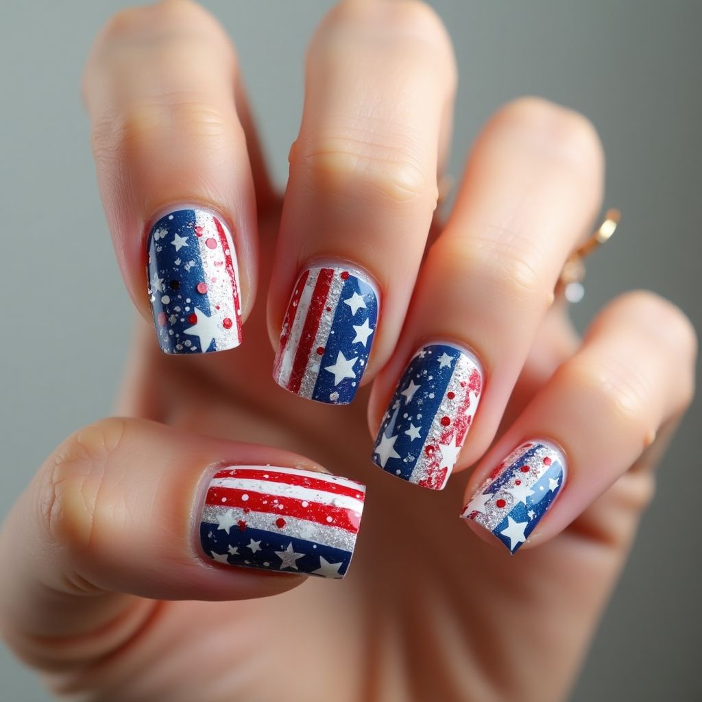 4th Of July Skin Barriers Nail Design
