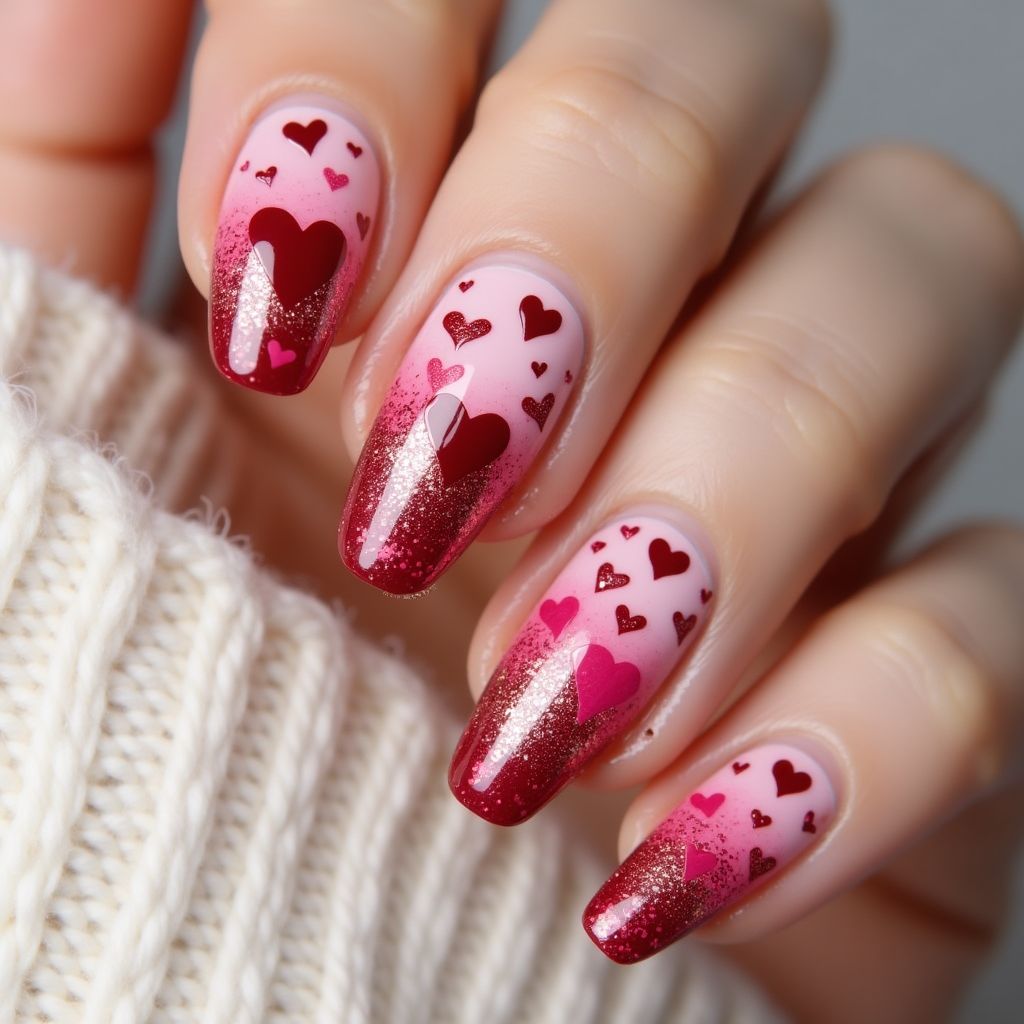 Valentine's Day Poly Gel Nail Design