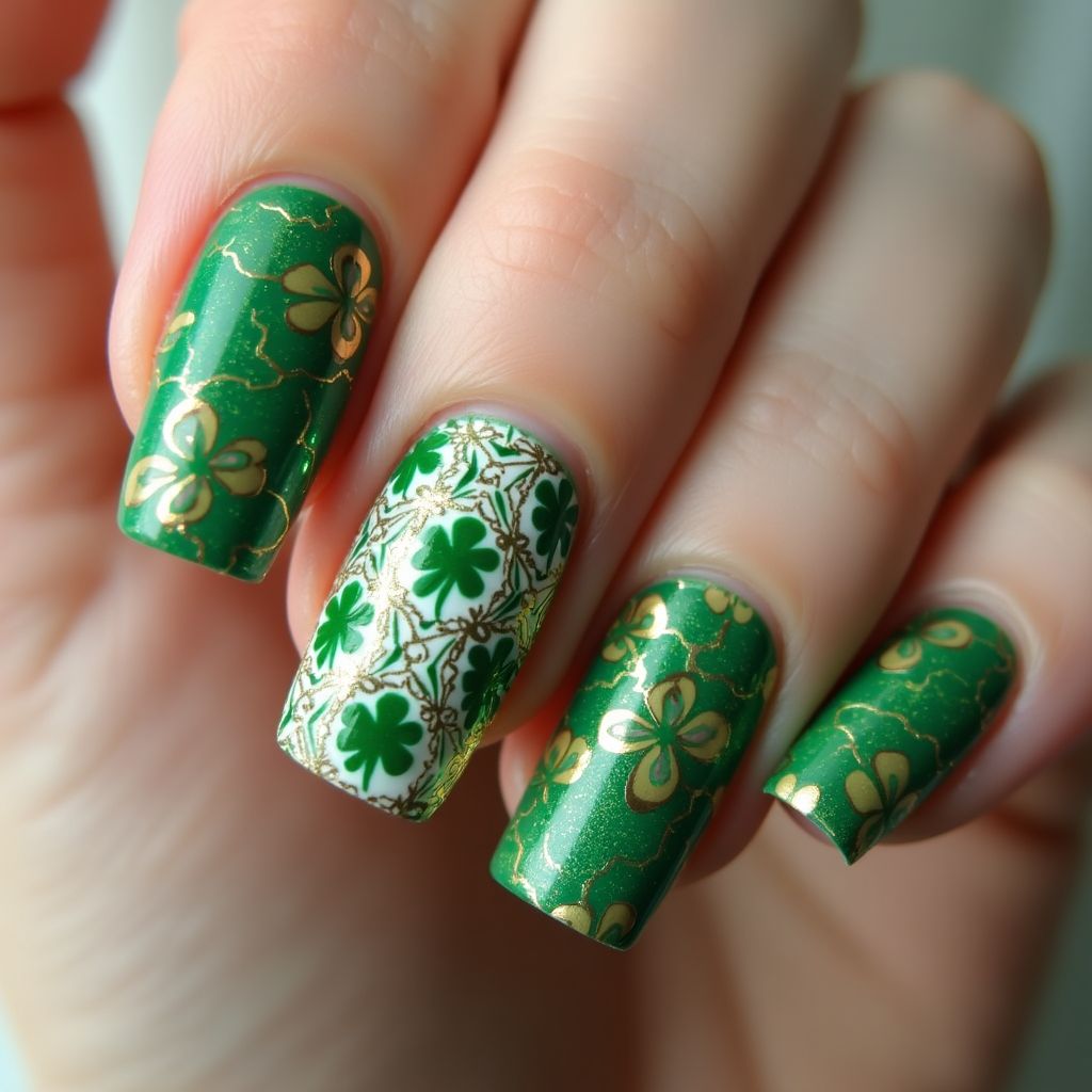 St Patrick's Day Stamping Plates Nail Design