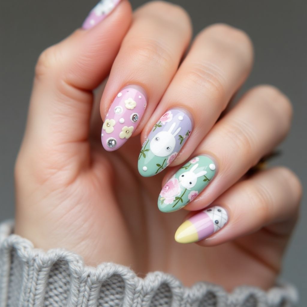 Easter Top Coat Nail Design
