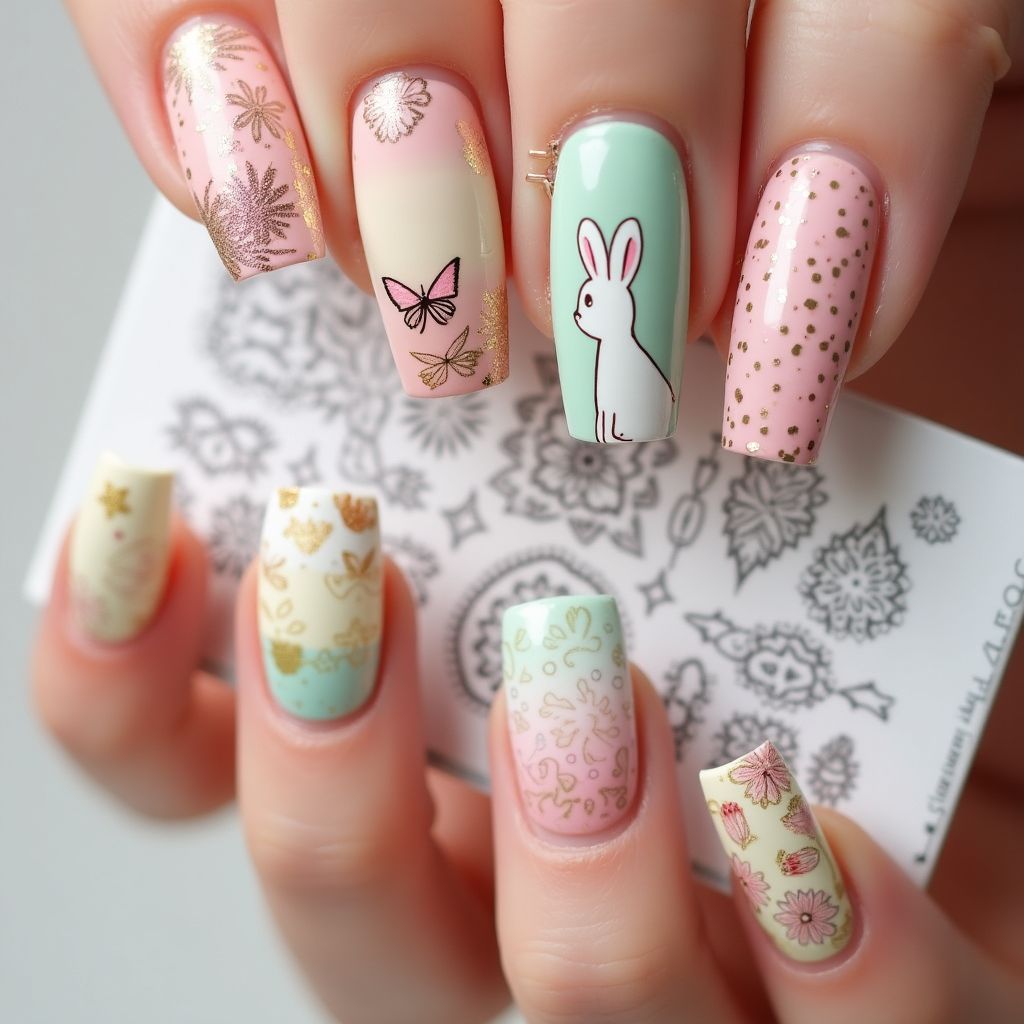 Easter Stamping Plates Nail Design