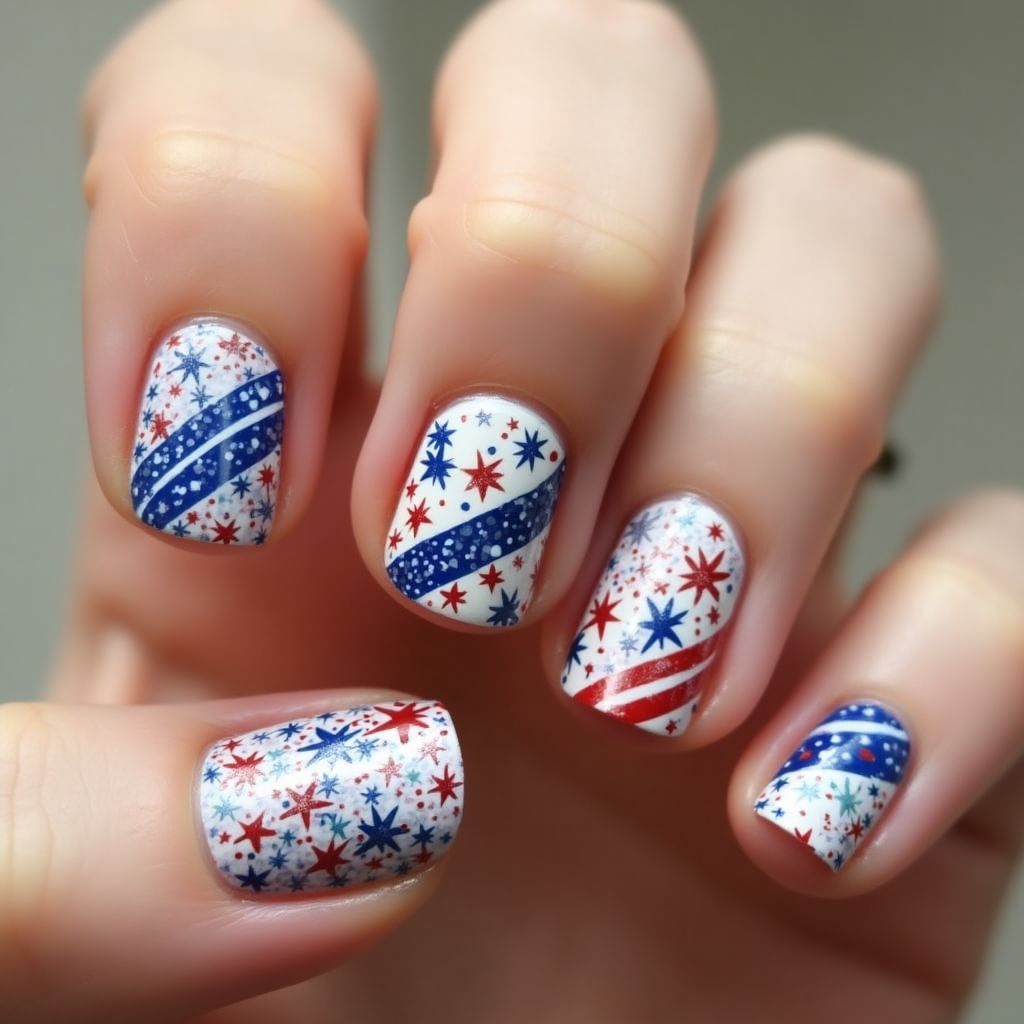 4th Of July Toothpicks Nail Design