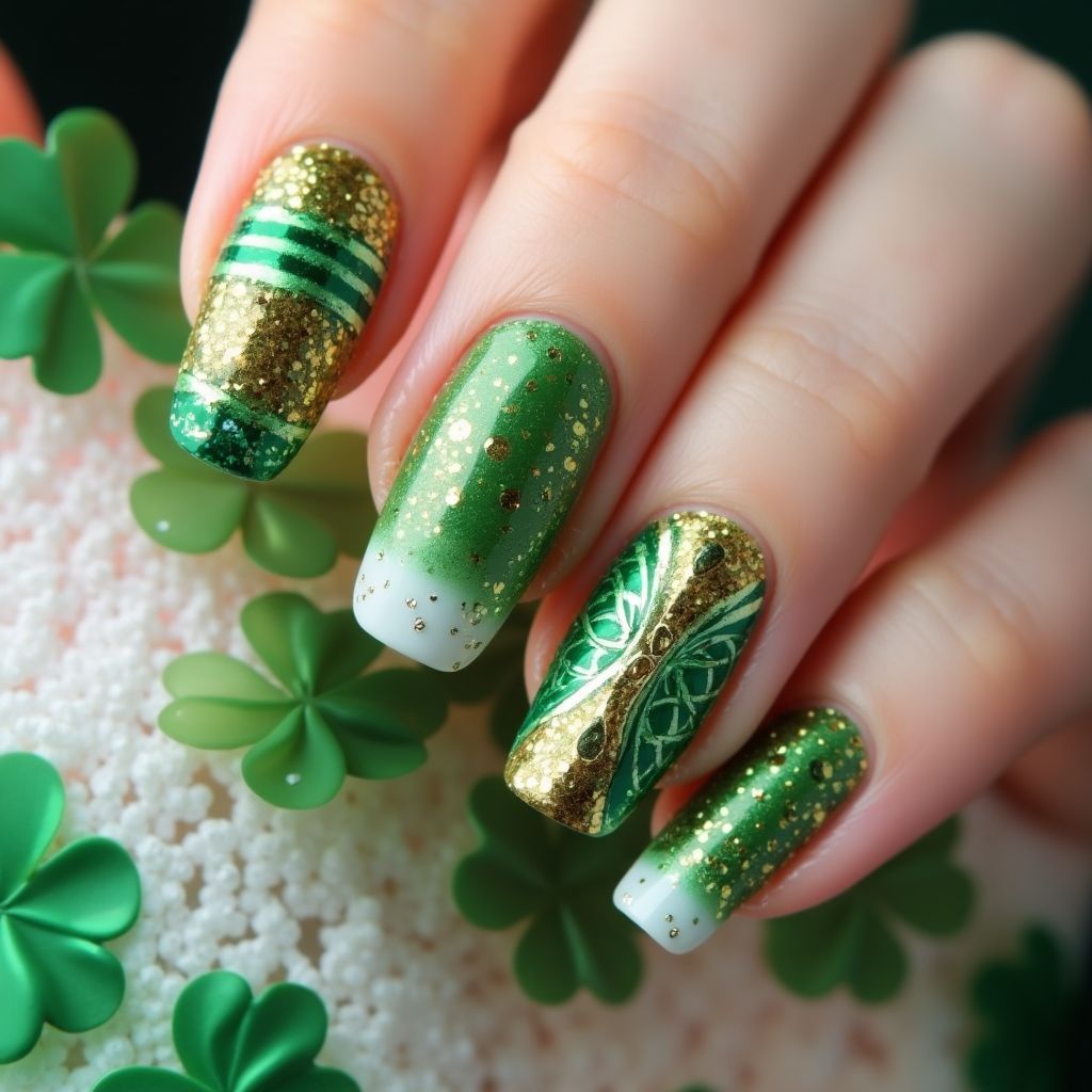 St Patrick's Day Nail Glue Nail Design