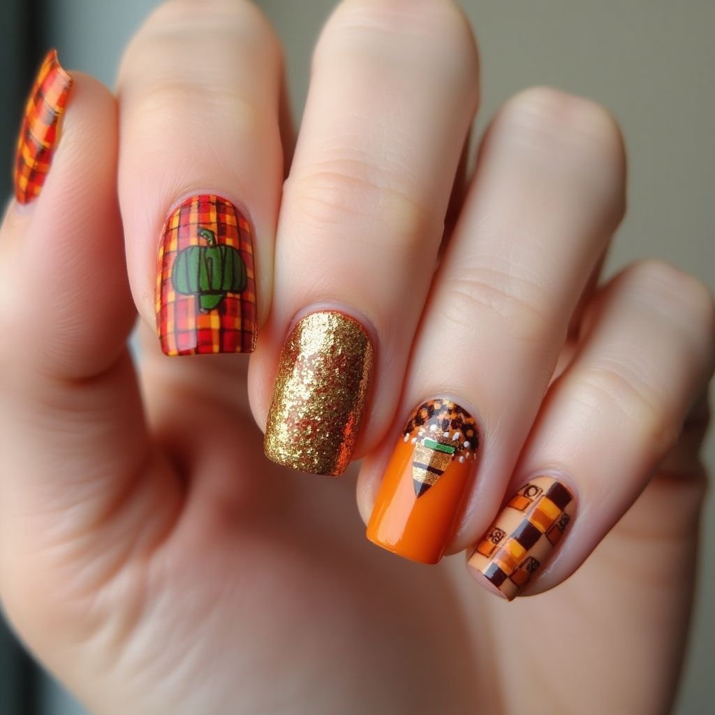 Thanksgiving Acrylic Colors Nail Design