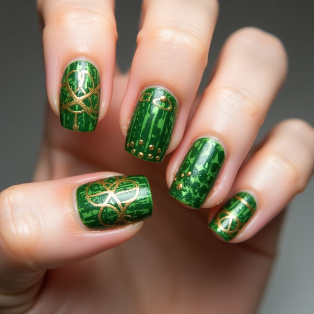 St Patrick's Day Toothpicks Nail Design