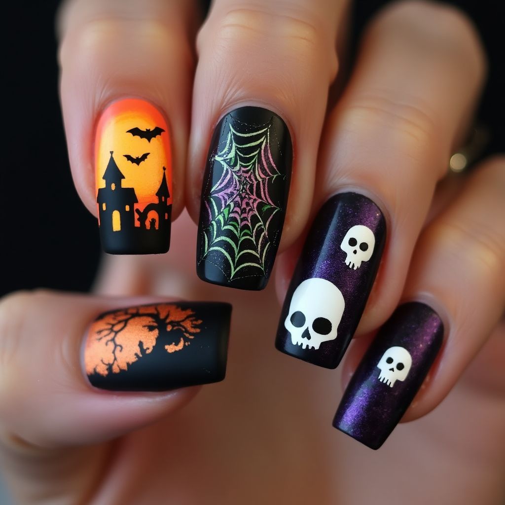 Halloween Magnetic Polish Nail Design
