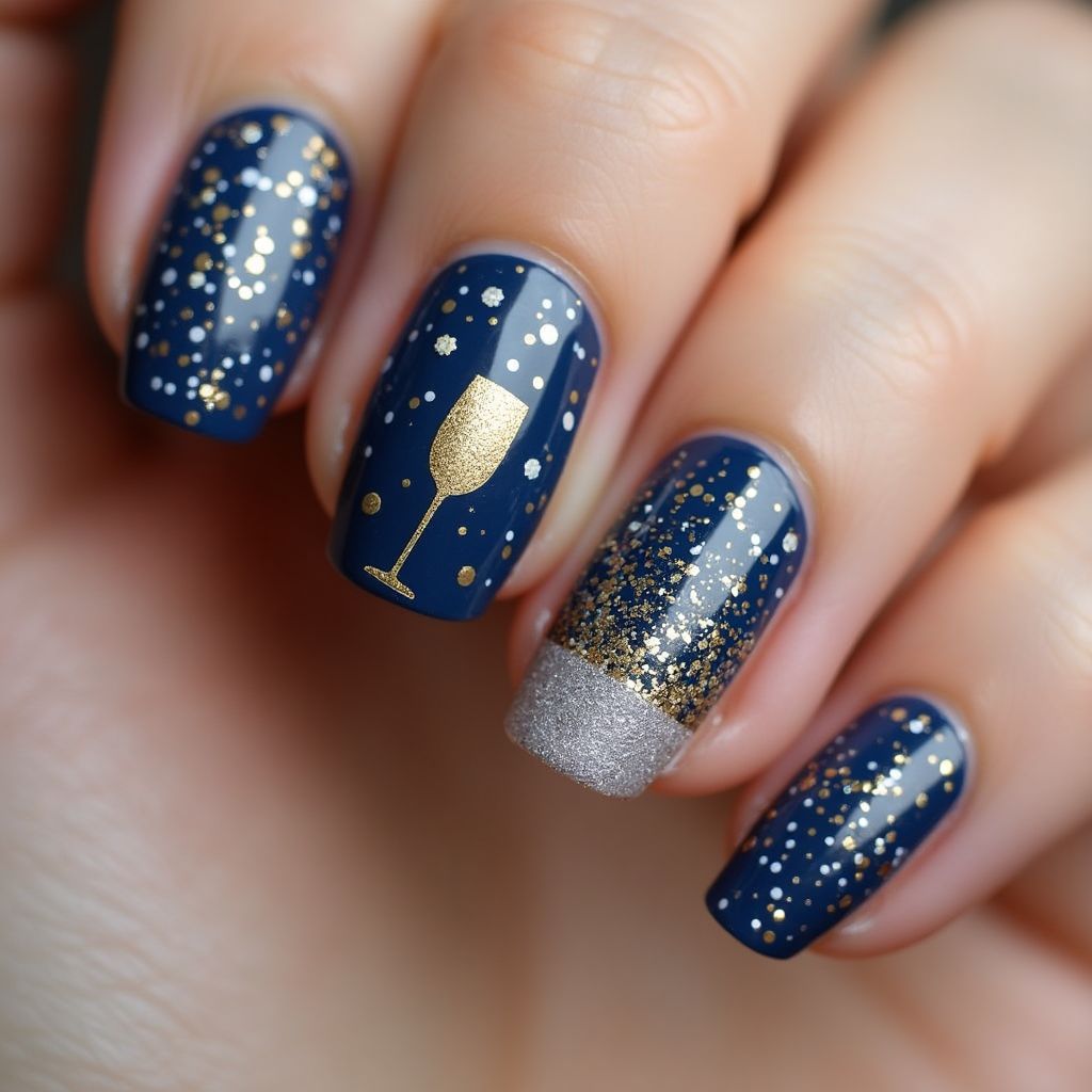 New Year Builder Gel Nail Design