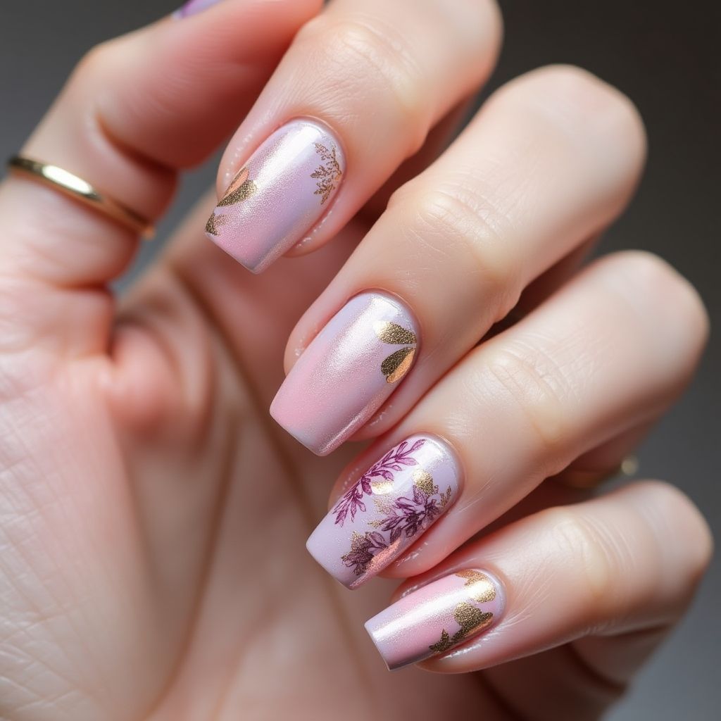 Mother's Day Chrome Powder Nail Design