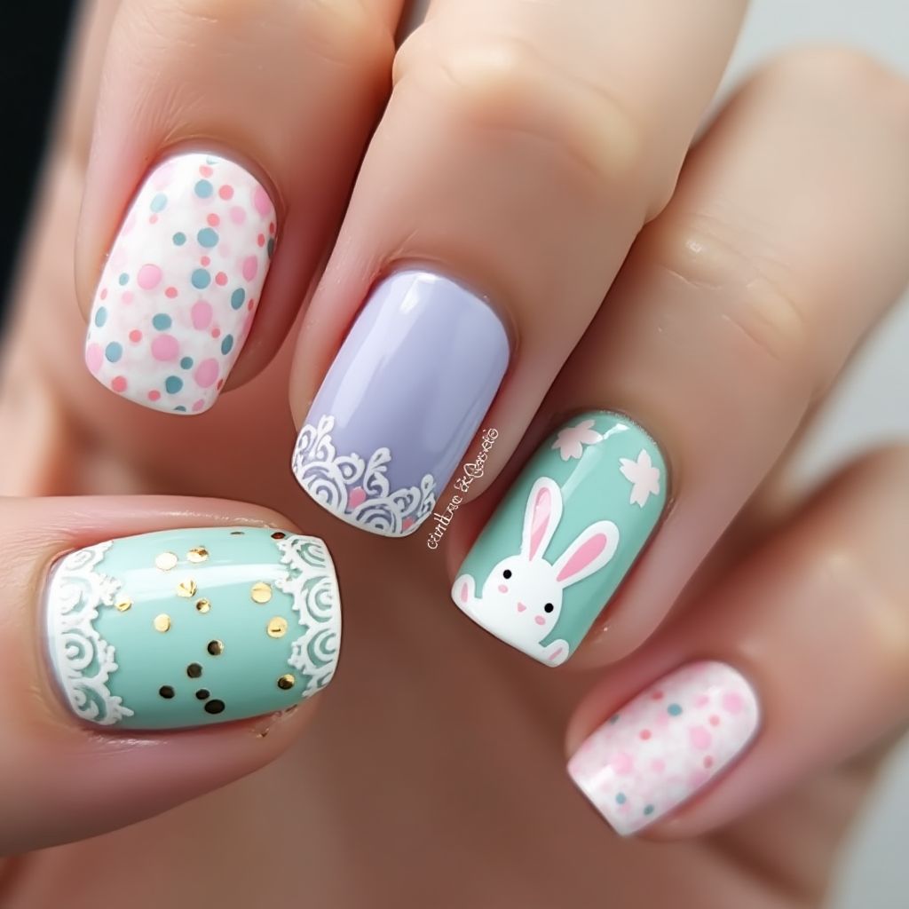Easter Top Coat Nail Design