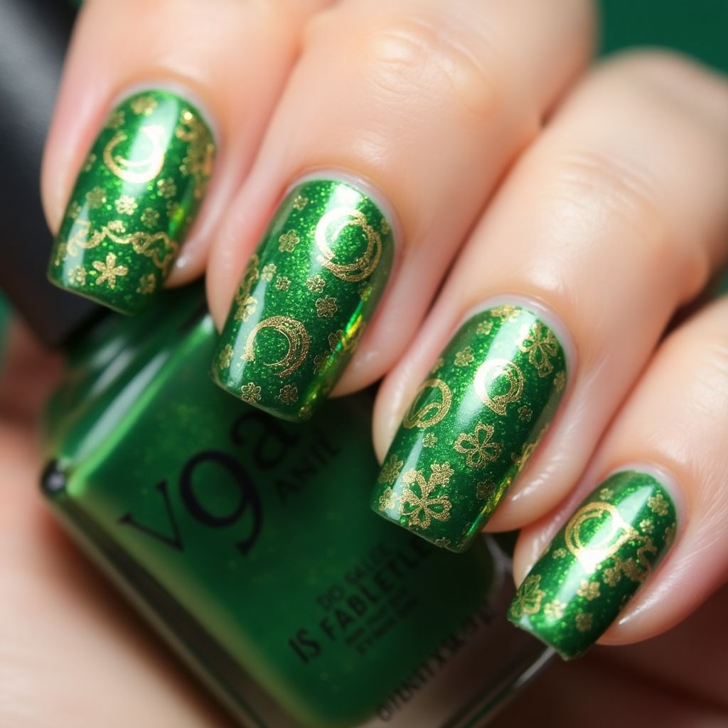 St Patrick's Day Base Coat Nail Design
