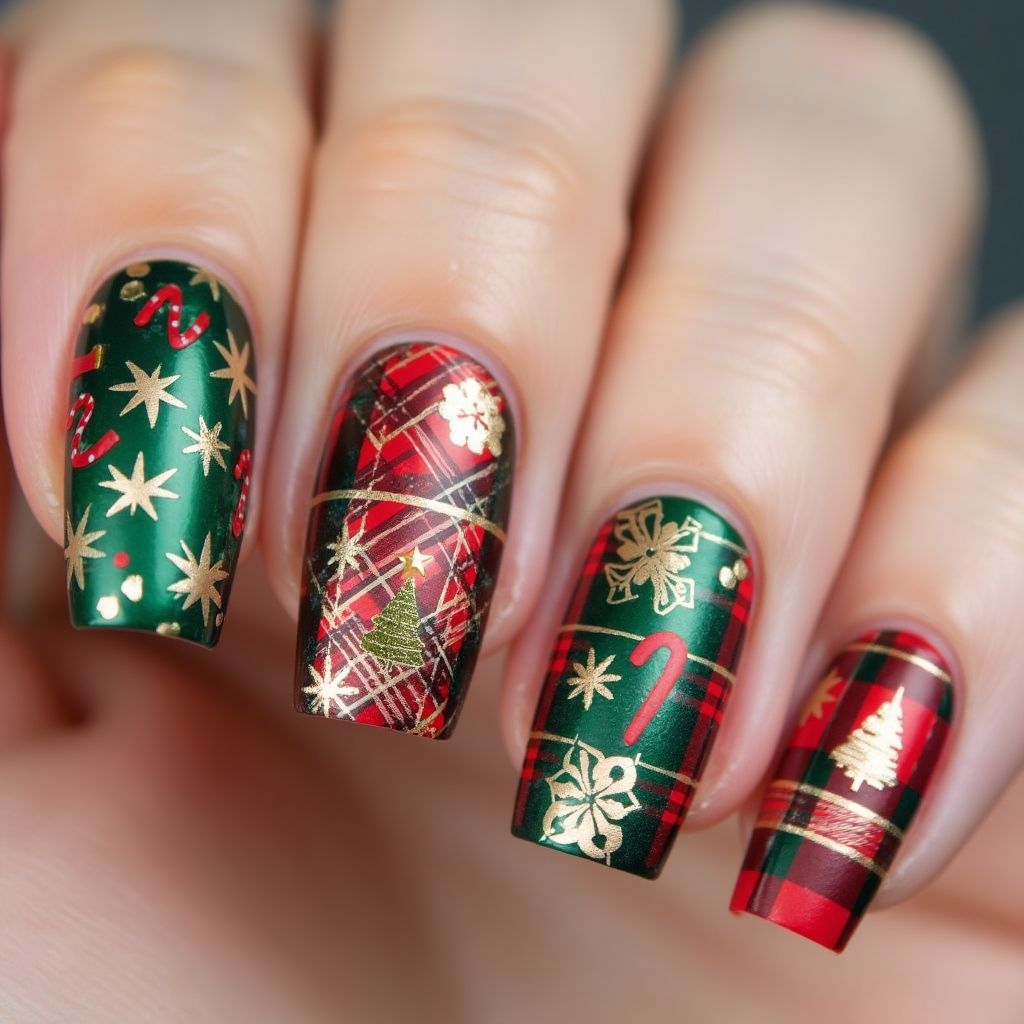 Christmas Striping Tape Nail Design