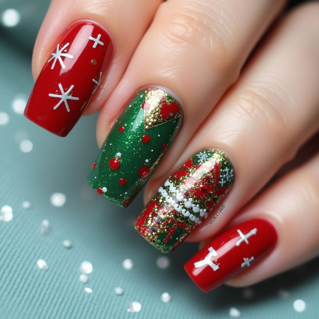 Christmas Top Coat Nail Design