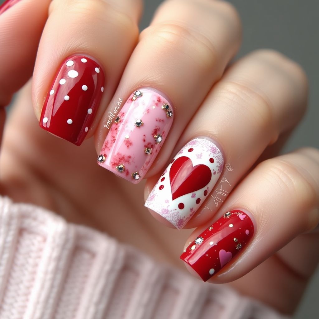 Valentine's Day Gel Polish Nail Design